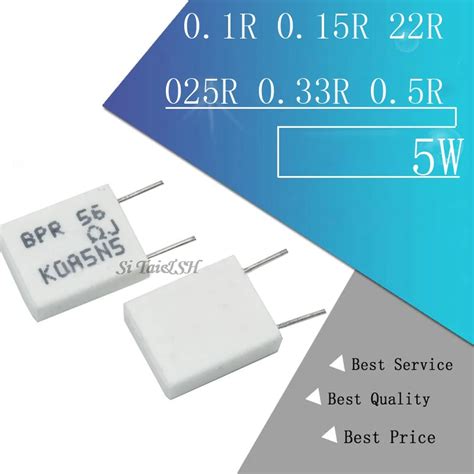 10pcs Bpr56 5w 0.001 0.1 0.15 0.22 0.25 0.33 0.5 Ohm Non-inductive ...