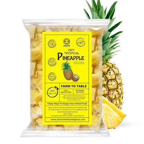 Amazon.com: Akshit Dried Pineapple No Sugar Added 1 Pound, Dried