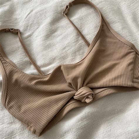 Frankies Bikinis Tan Scoop Neck Bikini Top Unlined Depop