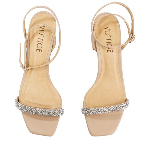 Sandália Vestige Nude Tira Cristais