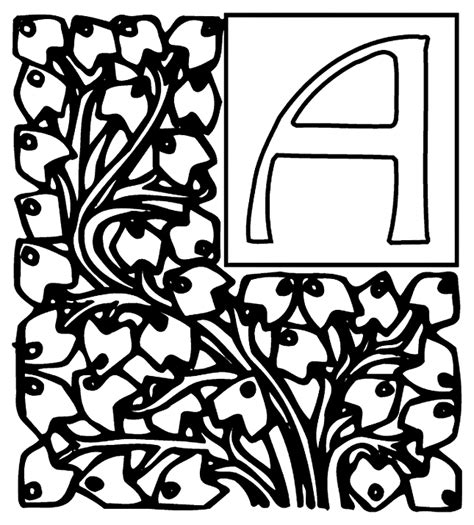 Illuminated Manuscript Alphabet Coloring Pages