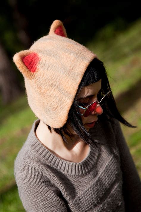 Felt Handmade Cat Hat Pink Pussy Cat Hat Custom Color Cat Etsy