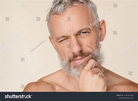 Closeup Cropped Caucasian Mature Middleaged Naked Stock Photo