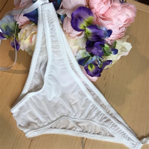 Satin Ribbon Tie Side Sheer White Mesh Bikini Style Panties Etsy