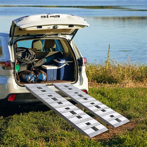 Aluminum Truck Car Auto Trailer Ramps, Modern Silver Loading Ramps Top
