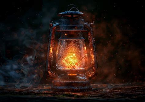 Premium Photo | A lit lantern with a fire burning in the middle