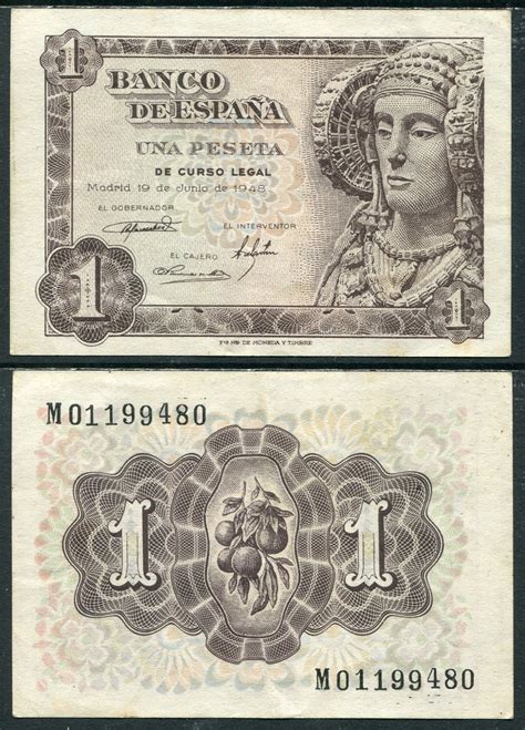 España 1948 Billetes Estado Español Nº 00443 EBC XF 1 peseta 1948