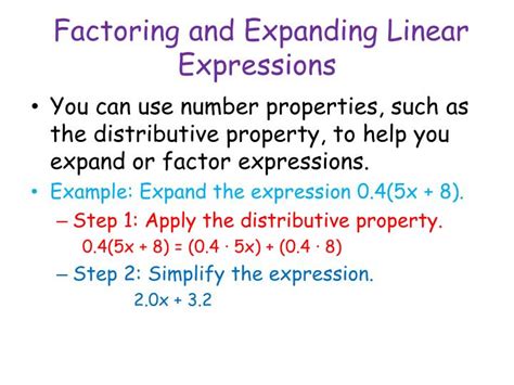 Ppt Factoring And Expanding Linear Expressions Powerpoint