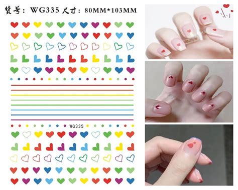 3d Valentine Heart Nail Stickers Beauty Decals Full Cover Nail Art For