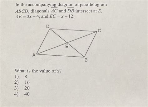 [solved] In The Accompanying Diagram Of Parallelogram Abcd Diagonals Course Hero