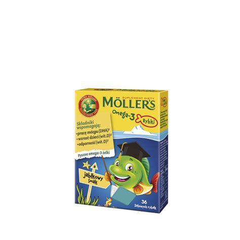 Moller's Omega-3 Rybki jabłkowe żelki 36szt.,DATA WAŻNOŚCI: 09.2024r ...