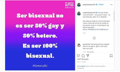 La Bisexualidad No Es Ser Gay Ang Lica Lozano Infobae