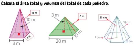 Calcula el área total y volumen del total de cada poliedro Brainly lat