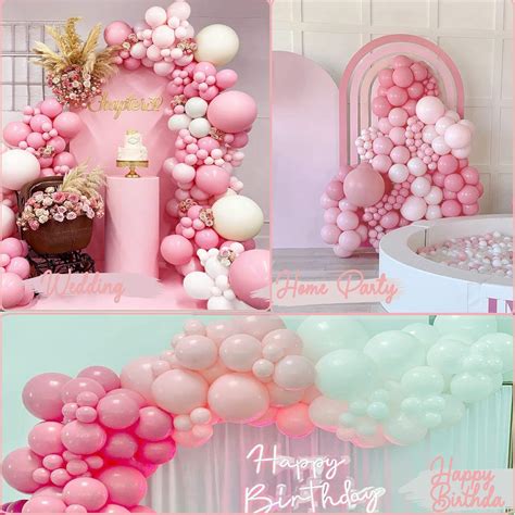 Buy Scmdoti Pink Balloon Garland Arch Kit Double Stuffed Rose Pink Balloons And Nude White