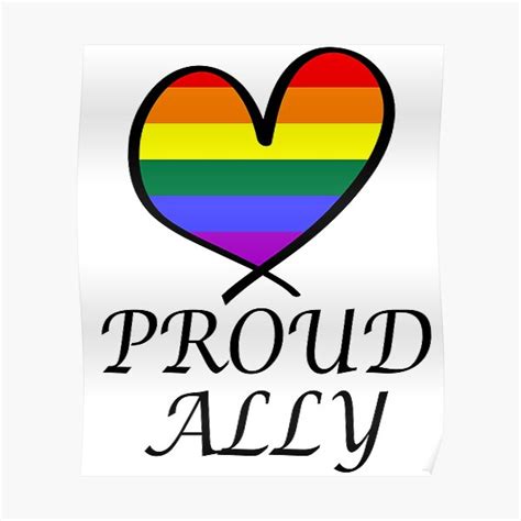 Póster Orgulloso aliado Bandera del arco iris del mes del orgullo gay LGBT de artbypond