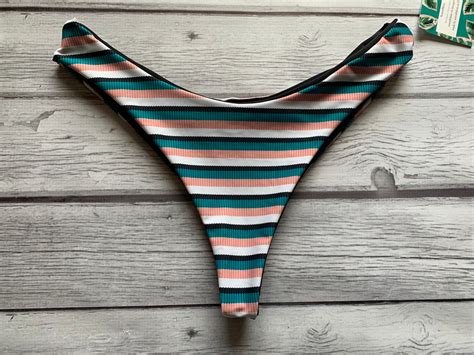 Serenibikini Reversible Cheeky Bikini Bottoms In Stripes One Side Black The Other Lined Avail Xs