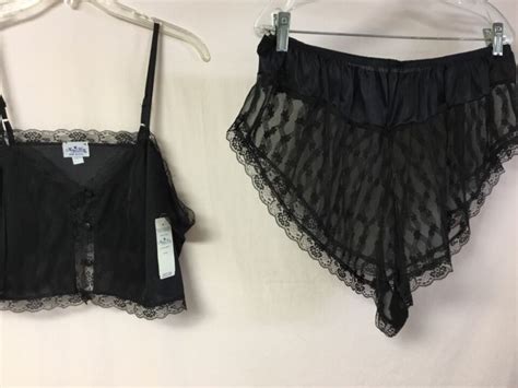 Usa Made Nancy King Lingerie Baby Doll W Tap Pant Pajamas Small Black L Ebay