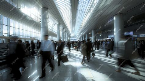 Premium Photo Busy Airport Terminal Scene