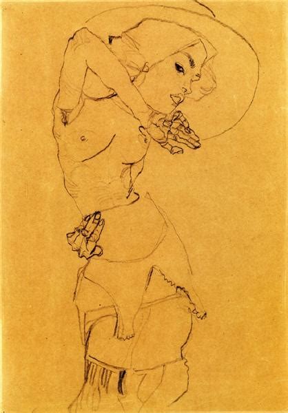 Standing Nude With Large Hat Gertrude Schiele Egon Schiele