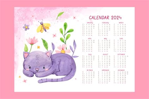 Modello Di Calendario Del 2024 Disegnato A Mano Vettore Gratis