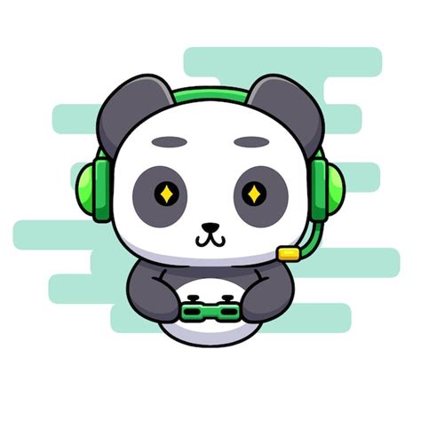 Premium Vector Cute Panda Gaming Cartoon Character Vector