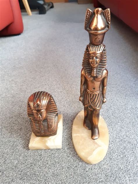 Ägyptische Statue Pharao Tutenchamun Bronze und Alabaster Kaufen auf