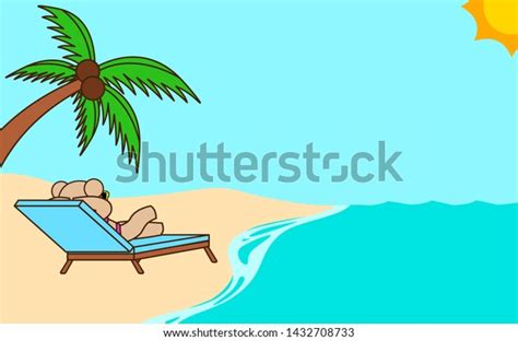 Cute Bear Bikini On Beach Summer Stock Vector Royalty Free Shutterstock