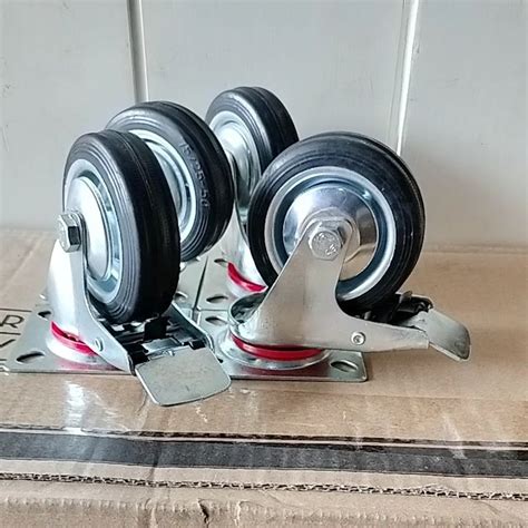 Branch Roda Karet Hidup Rem 3 Inch 4 Inch Roda Etalase Troli Trolley