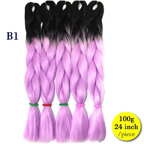 Whole 24 Inch Synthetic High Temperature Fiber Ombre Two Tones Kanekalon Braiding Hair Extension