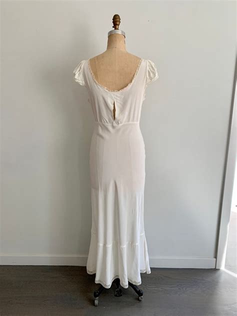 1940s Vintage White Rayon Lingerie Gown Size M Gem