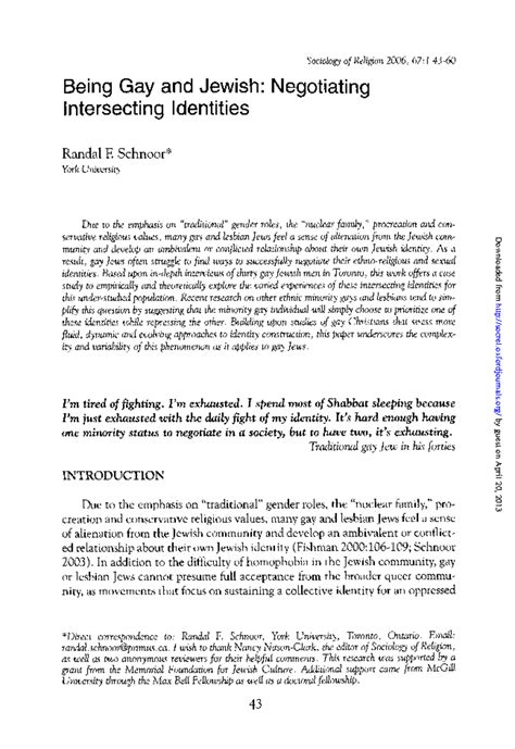 Being Gay And Jewish Readings Sociology Of Reli On Being Gay And Jewish