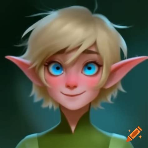 Ethereal Female Elf With Short Messy Blonde Hair And Pale Blue Eyes On Craiyon
