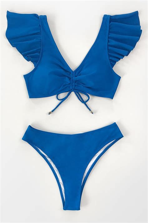 Blue Ruffle Bikini