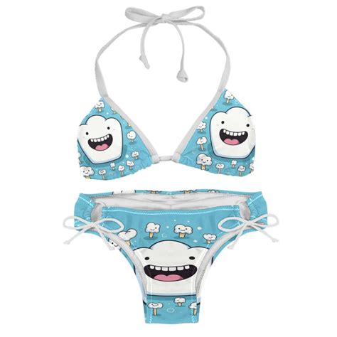 Tiny Teeth Detachable Sponge Adjustable Strap Bikini Set Two Pack Swim Suits For Womentoolstrip