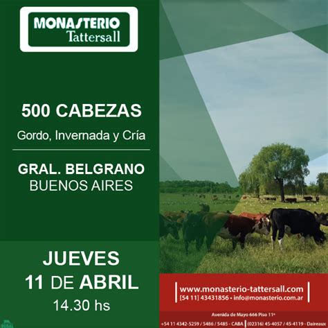 Monasterio Tattersall S A 11 DE ABRIL General Belgrano Buenos