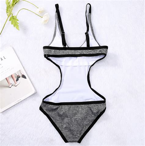 Sexy Gray Edge Black Show Thin One Piece Bikini On Luulla
