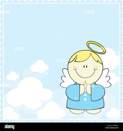 cute little angel with candle in heaven Stock Vector Image & Art - Alamy