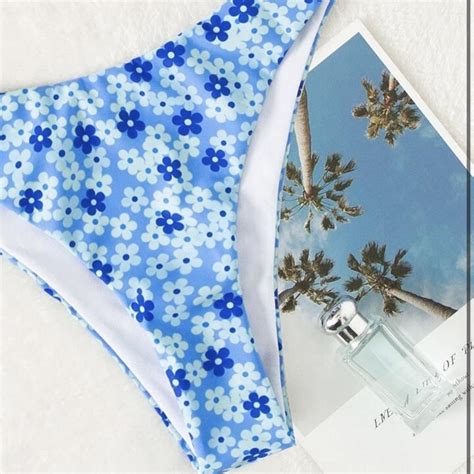 Floral Bikini Set Halter Triangle Top And Bikini Depop