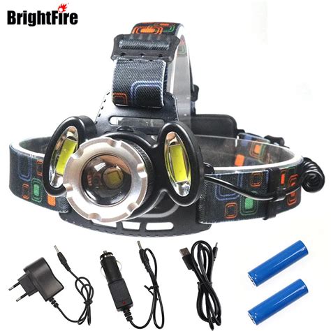 Brightfire 4 Modes LED Headlamp 8000LM T6 + 2COB Headlight Rechargeable ...
