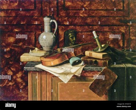 William Michael Harnett Dutch Jar And A Bust Of Dante Stock Photo Alamy