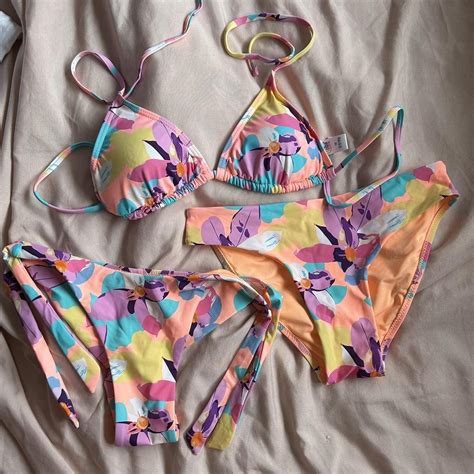 Multicoloured Floral Bikini Never Worn Comes With Depop