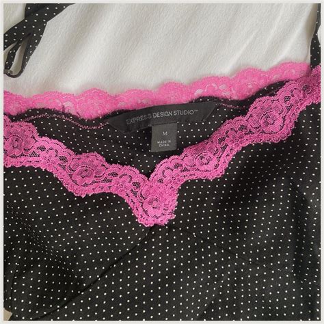 Express Black And White Polka Dotted Lingerie Depop
