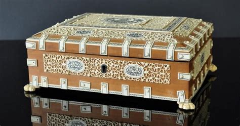 ivory decorated wooden box  india zother oriental
