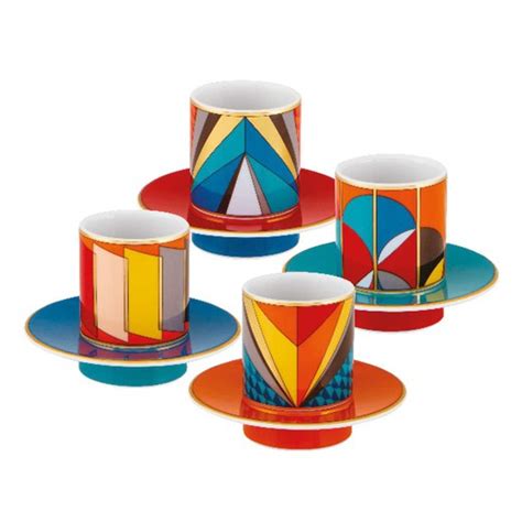 Set De Tazas Caf Con Platillo De Porcelana En Multicolor X