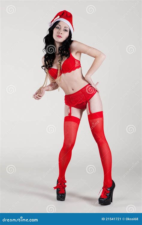 Santa Claus In Red Lingerie Stock Image Image Of Happy Celebration