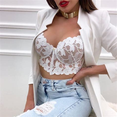 Conjunto Cropped E Calcinha Tule Em Guipir Gardens Lingerie Moda