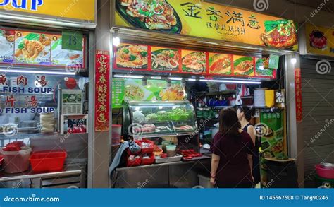 Street Food Stalls In Hawker Center In Singapore Editorial Stock Photo