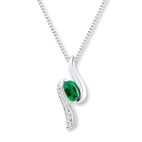 Lab-Created Emerald Necklace Sterling Silver | Kay