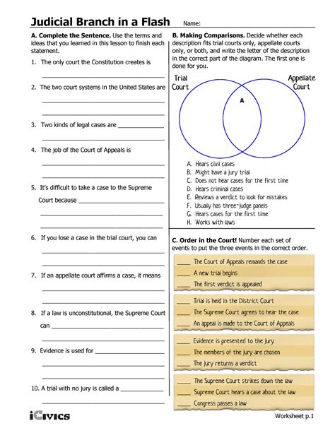 Three Branches of Government Worksheet - Worksheets Library