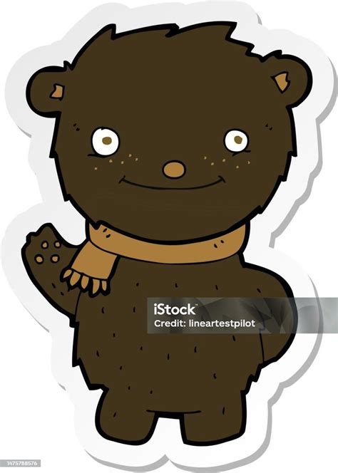 Stiker Kartun Cute Black Bear Ilustrasi Stok Unduh Gambar Sekarang